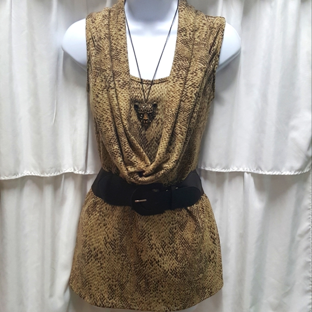 Animal Print Belted Top